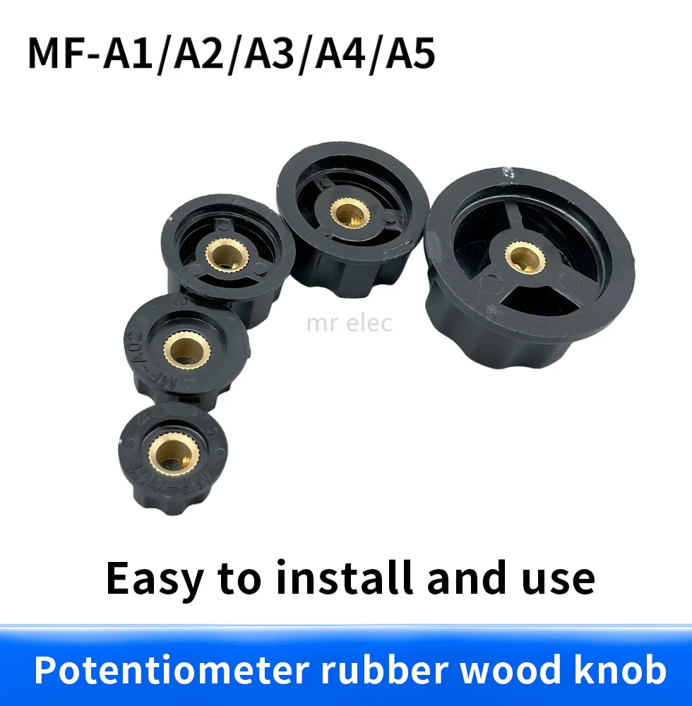 Image of 10 Stück MF-A01 02 03 04 05 Bakelit-Potentiometer-Knopfkappe, Durchmesser 19,5 mm, mit RV16-Loch 3,2 mm