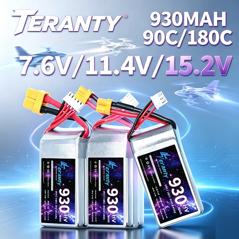 TERANTY RC Racing Fußball-Drohnen-Akku 930MAH 90C Max180C HV Lipo-Akku 7.6V 11.4V 15.2V XT30/XT60/T-Anschluss