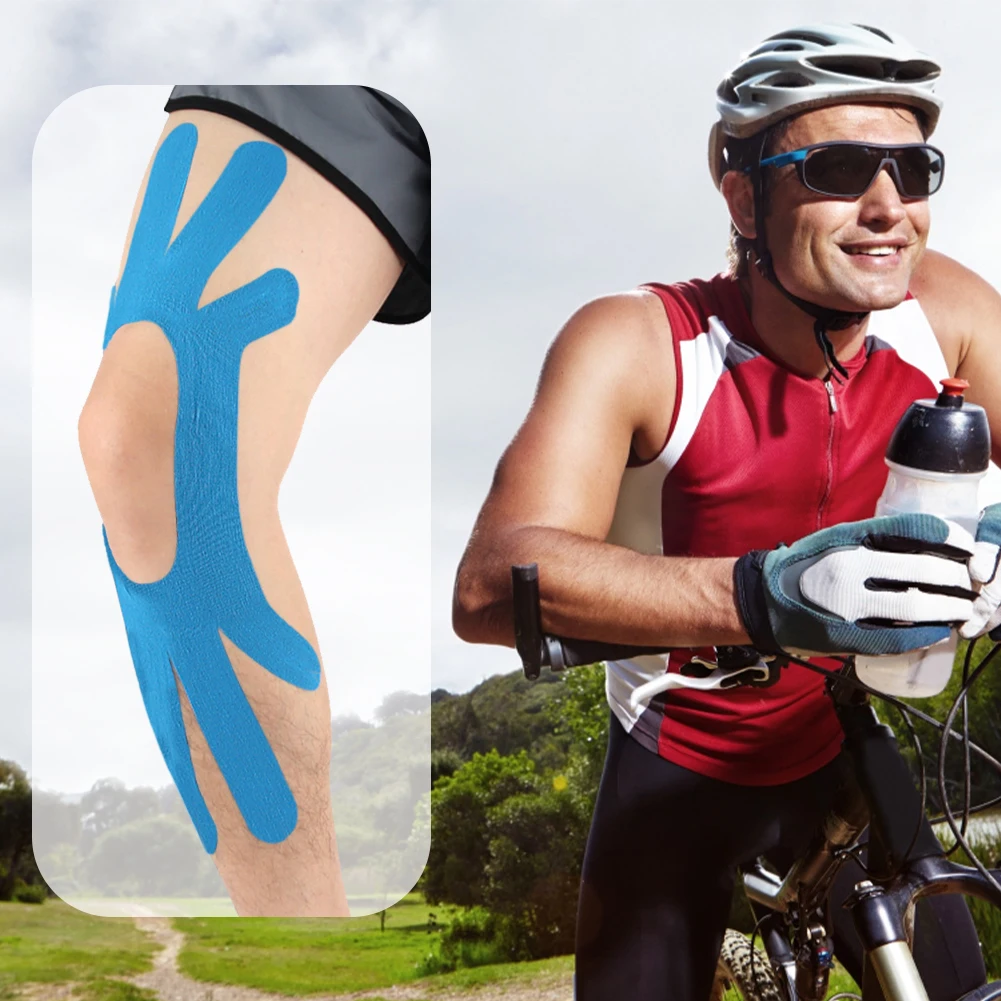 Bande de kinésiologie du genou, bande de genou prédécoupée, bande athlétique respirante, fournit un soutien et une stabilité à l'élastique musculaire pour la salle de sport et le fitness