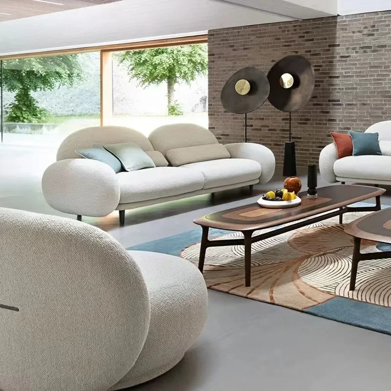 French, Cream Style, Modern, Minimalist, Pebble, Sofa, Cloud, Curved, Straight Row