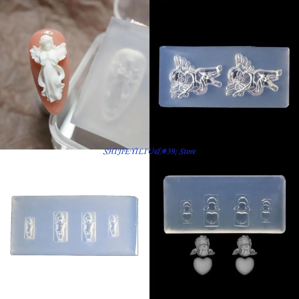 E21F Crystal Epoxy Resin Mold Art Template Decoration Mini Angel Series Mould Sculpture Stamping Plate Nails Stencils