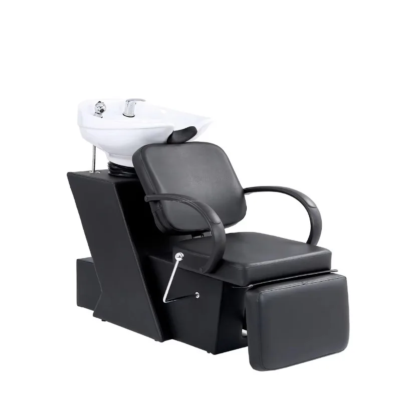 

Полулежачая кушетка для мытья головы с фарфоровой раковиной для парикмахерских и салонов красоты, массажная кушетка для мытья волос