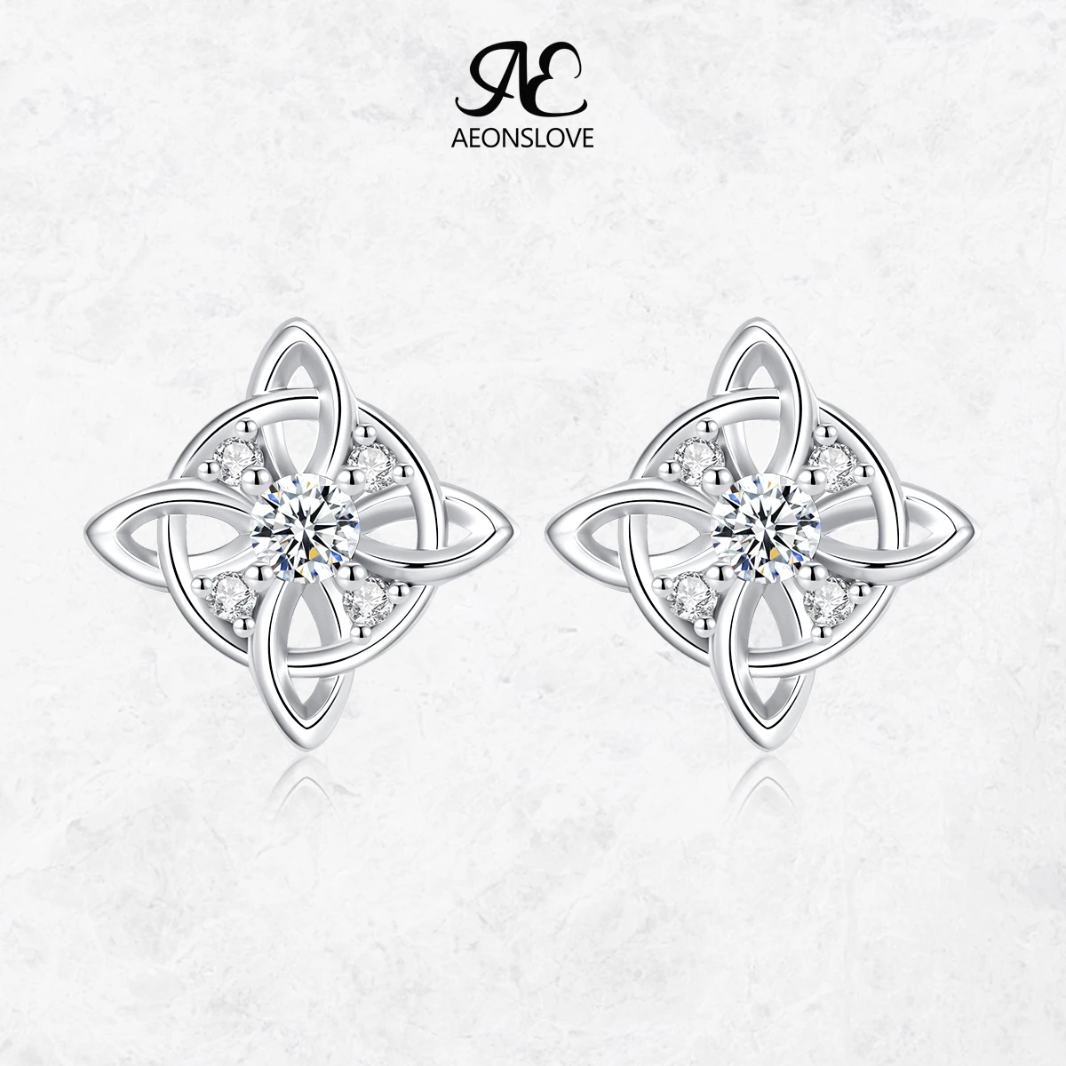 AEONSLOVE Witches Knot Stud Earrings 925 Silver Post CZ Celtic Knot Earrings Protection Amulet Wiccan Pagan Jewelry for Women