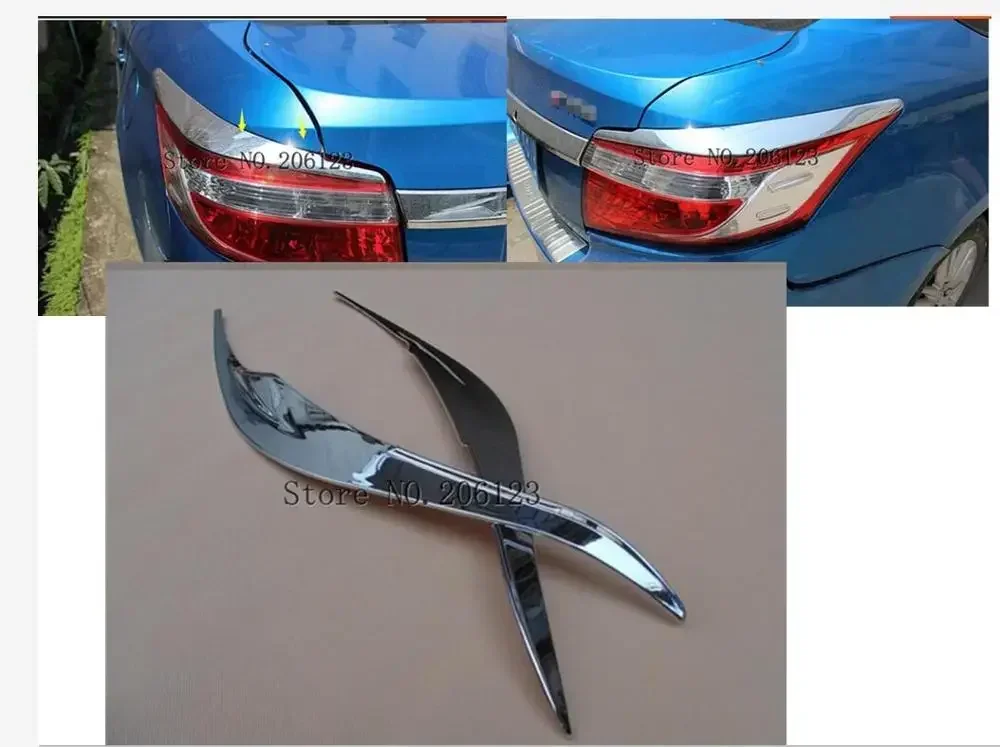 car Rear tail  Light lamp eyebrow hood Molding frame stick ABS Chrome trim 2pcs For Toyota Vios/Yaris sedan 2014 2015 2016