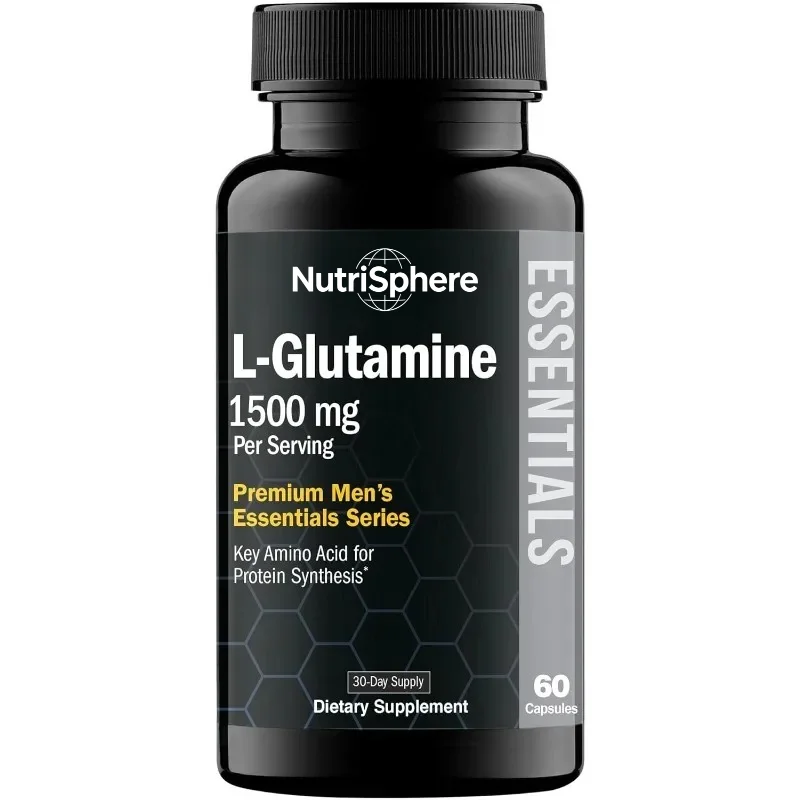 100% Plant-based L-glutamine Amino Acid, Protein Synthesis, Supports Cellular Function, 60 Capsules