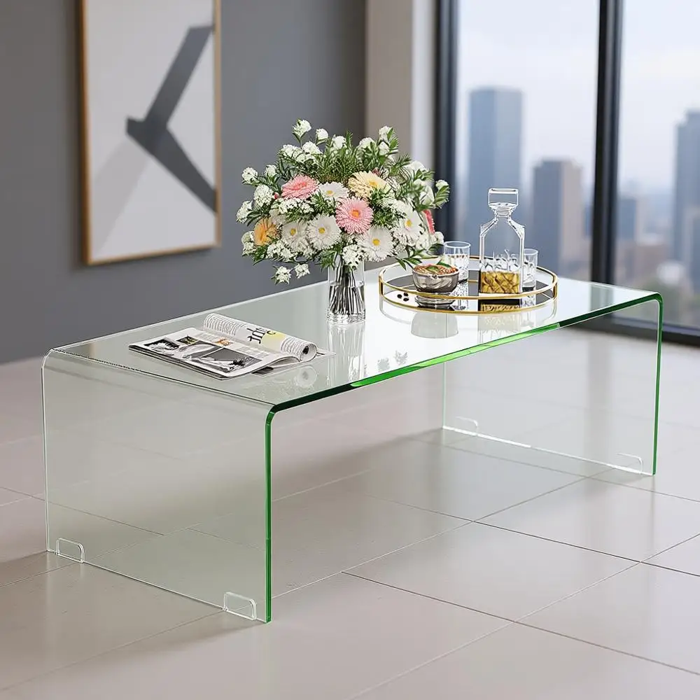 

Современный журнальный столик из прозрачного стекла 42,5 с закругленными краями для международных случаев