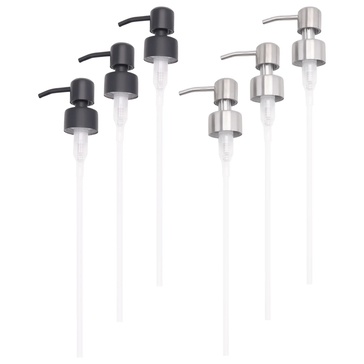 A40T 6Pcs 표준 28/400 넥 사이즈 노즐 및 튜브 용 스레드가있는 스테인레스 스틸 액체 비누 디스펜서 펌프 교체