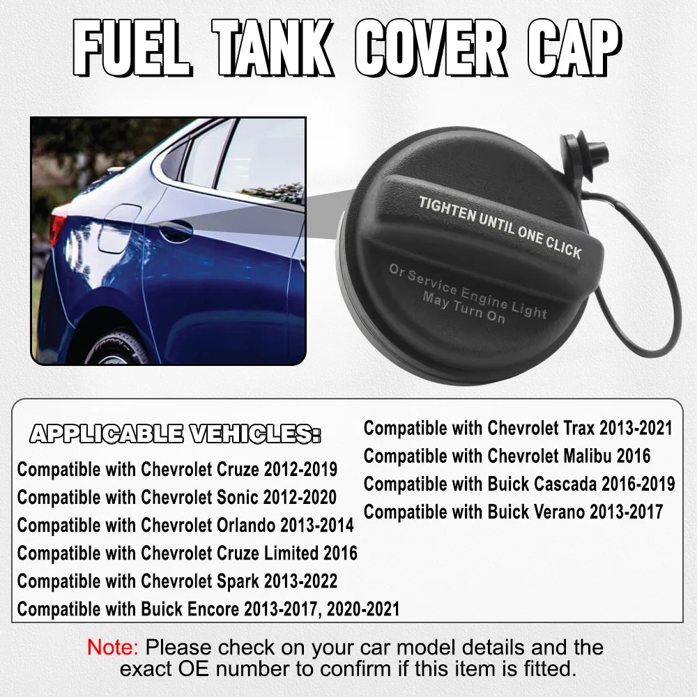Fuel Gas Oil Tank Filler Cap Cover GT364 ‎95292260 9529-2260 For Buick Cascada Encore Verano Chevrolet Cruze Spark Trax Sonic
