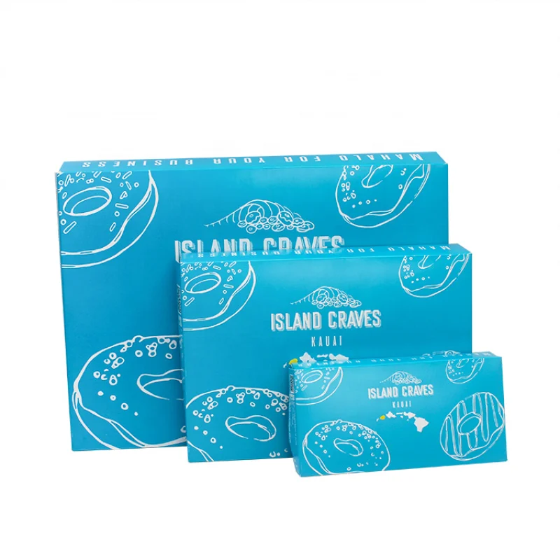 custom.LOKYO Custom Printed Doughnut Donut Cake Container Takeout Bakery Paper Box Fast Food Packaging