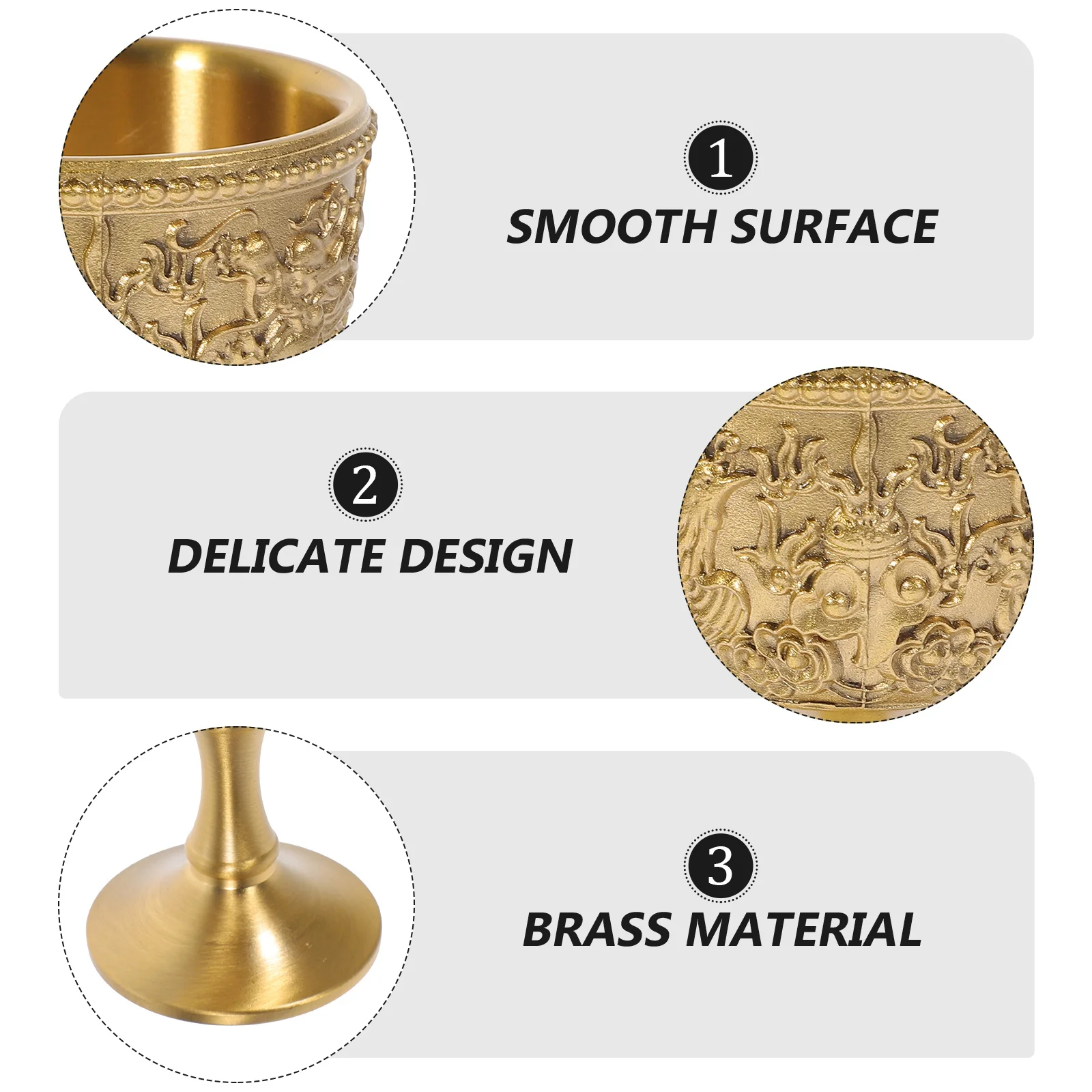 

Brass Goblet Retro Liquor Cup Stable Flat Base Decorative Household Drinking Glass Retro Liquor Cup