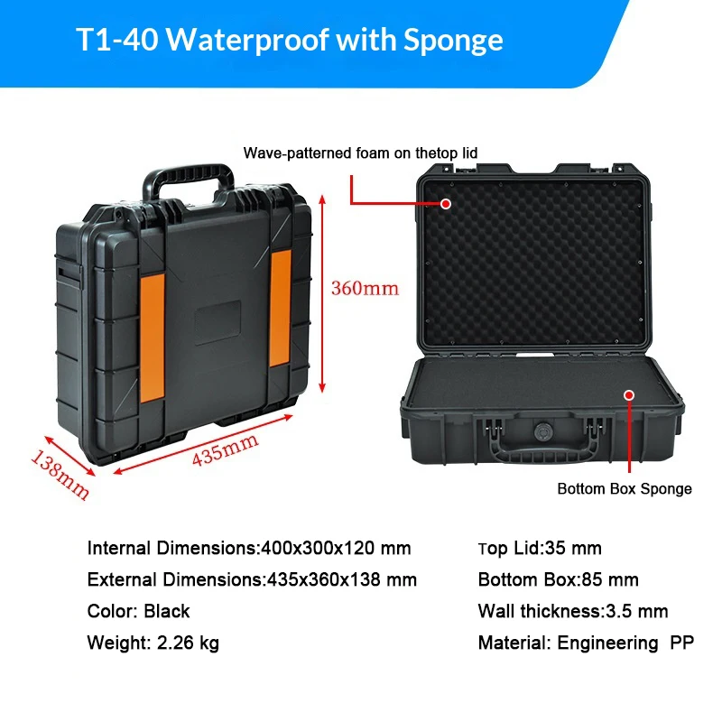 Crossbody Handheld Explosion Proof Hard Safety Case IP67 Watertight Camera Lens Storage Box - Durable Waterproof Instrument Case