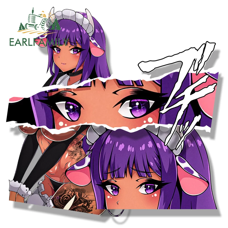 EARLFAMILY Furry Yukari Waifu Car Sticker JDM Chibi Big Head Hot Cartoon Sketch Helmet Decal Peek Girl Graffiti Sticker Car Wrap