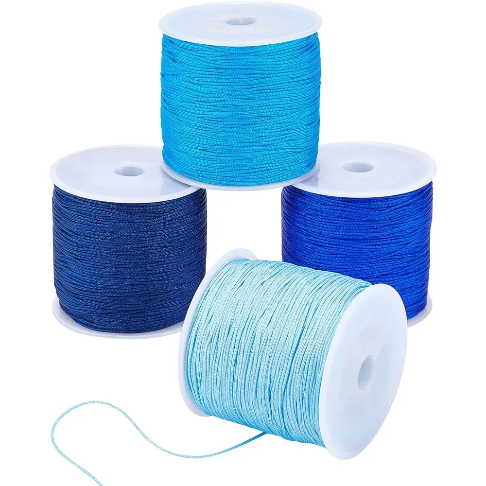 

436 Yards Blue Nylon Beading String Cord, 0.8mm Bracelet String Macrame Thread Hand Knitting Thread for Beach Seaside Surfer