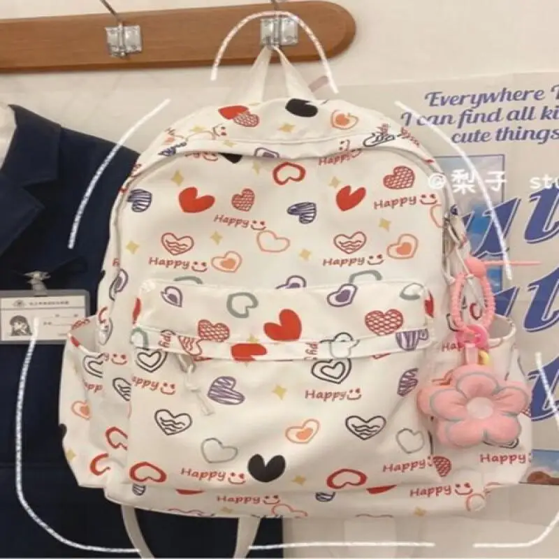 أزياء نمط جديد الحب لطيف الكرتون عارضة سعة كبيرة متعددة الوظائف حقيبة من القماش للماء حقيبة مدرسية مقاومة للاهتراء #5