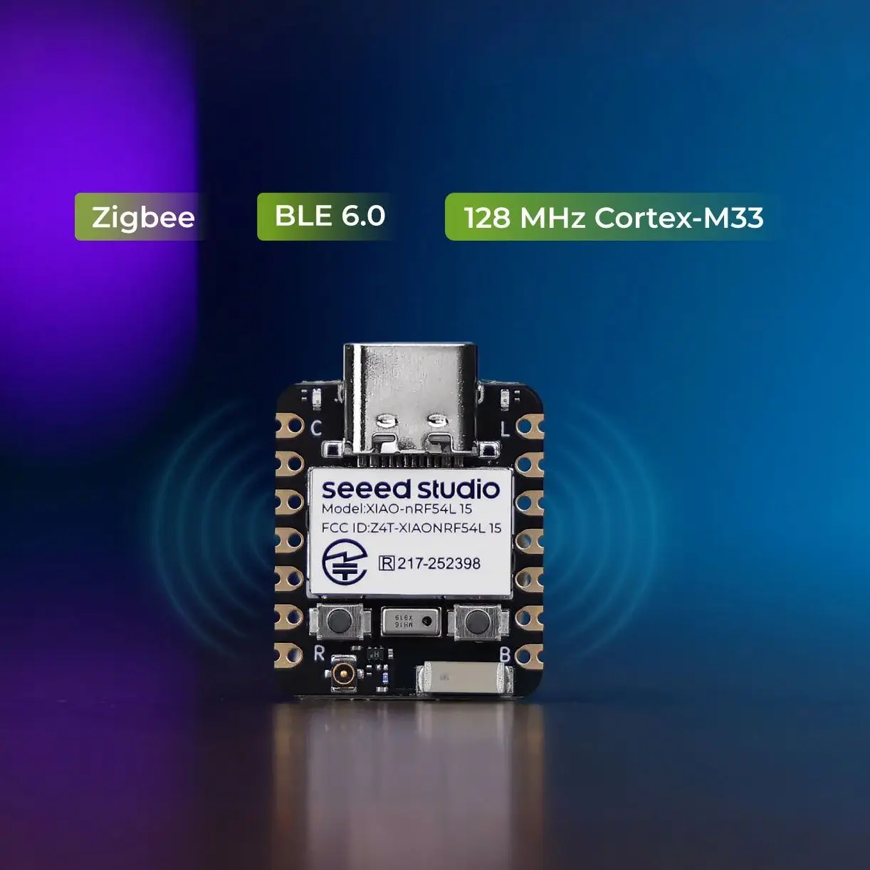 

Seeed XIAO nRF54L15 Sense, IoT BLE 6.0 Zigbee Thread Sidewalk, Cortex-M33, 128 МГц, с микрофоном и 6-осевым IMU для датчика движения звука