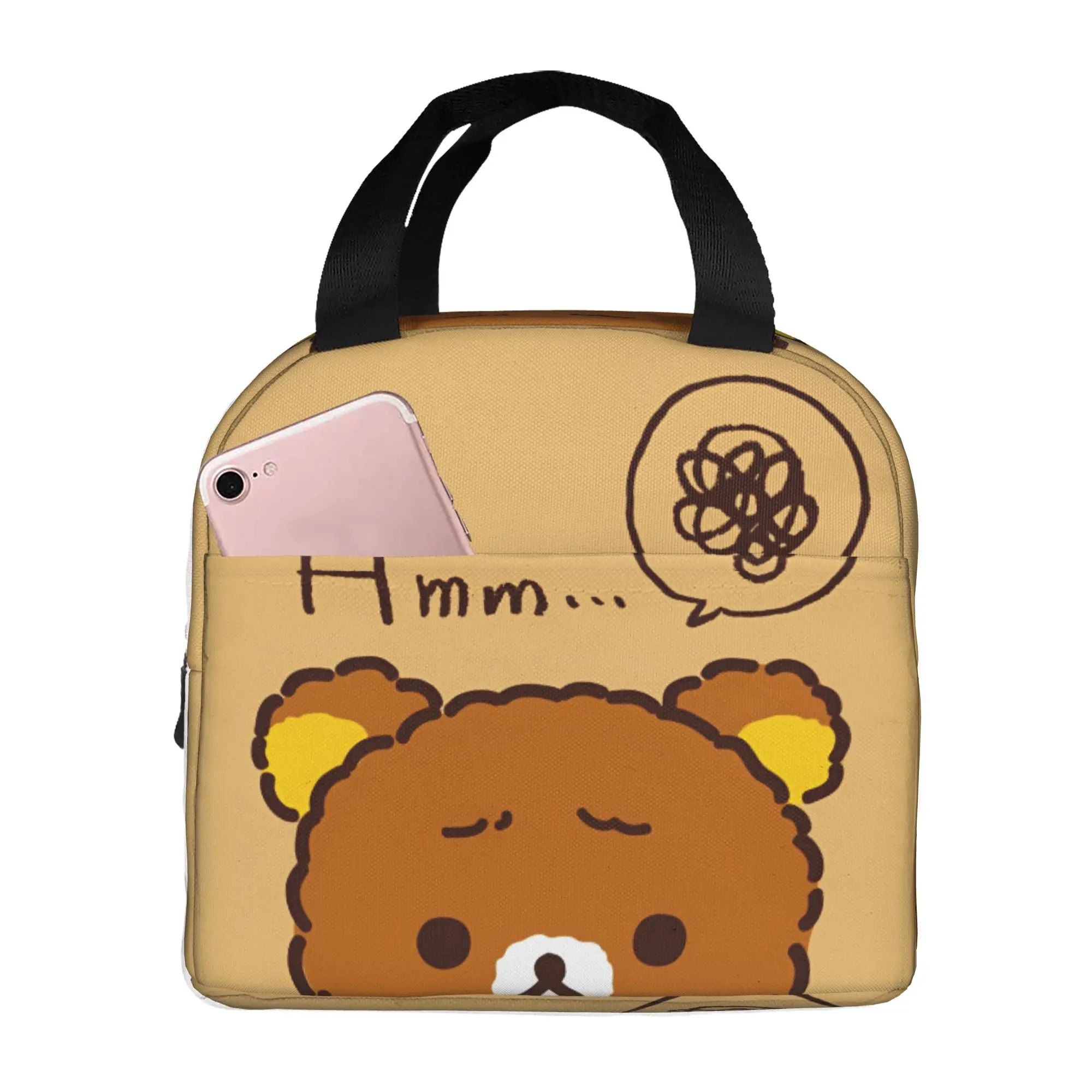 R-Rilakkumas Lunch Bag Women Cute Cartoon Bear Cooler Warm Insulated Lunch Box for School