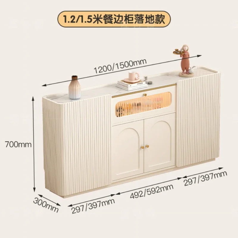 

French cream wind ultra-thin dining side cabinet 30CM kitchen thin cabinet light luxury modern simple narrow side cabinet