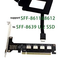 PCIE 4.0 X16 To 1/4Port OCulink SFF-8612 Split Expansion Card PCI Express GEN4 64Gb 1/4X SFF-8612 SFF-8611 Internal Adapter