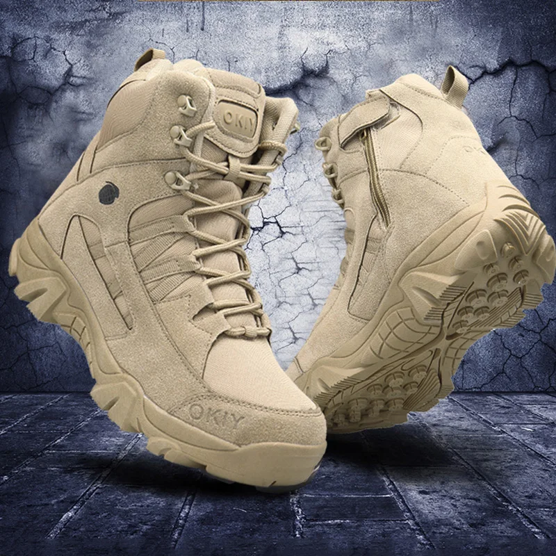 2025 Fashion Men's Desert Combat Boots Outdoor Leather Hiking Shoes Men Hunting Work Safty Boots Men's Short Boots ankle boots