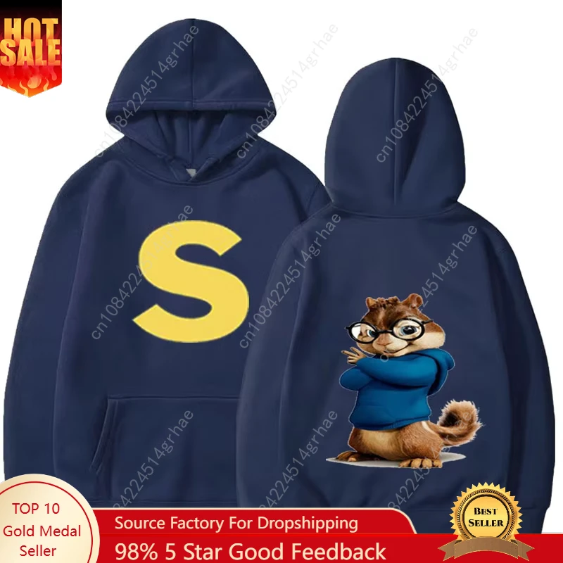 

Cartoon Hoodie Alvin and The Chipmunks Green Red Navy Blue Shirt Camisa S/P Movie Promo Animation Long Sleeve Hoody Sweatshirts