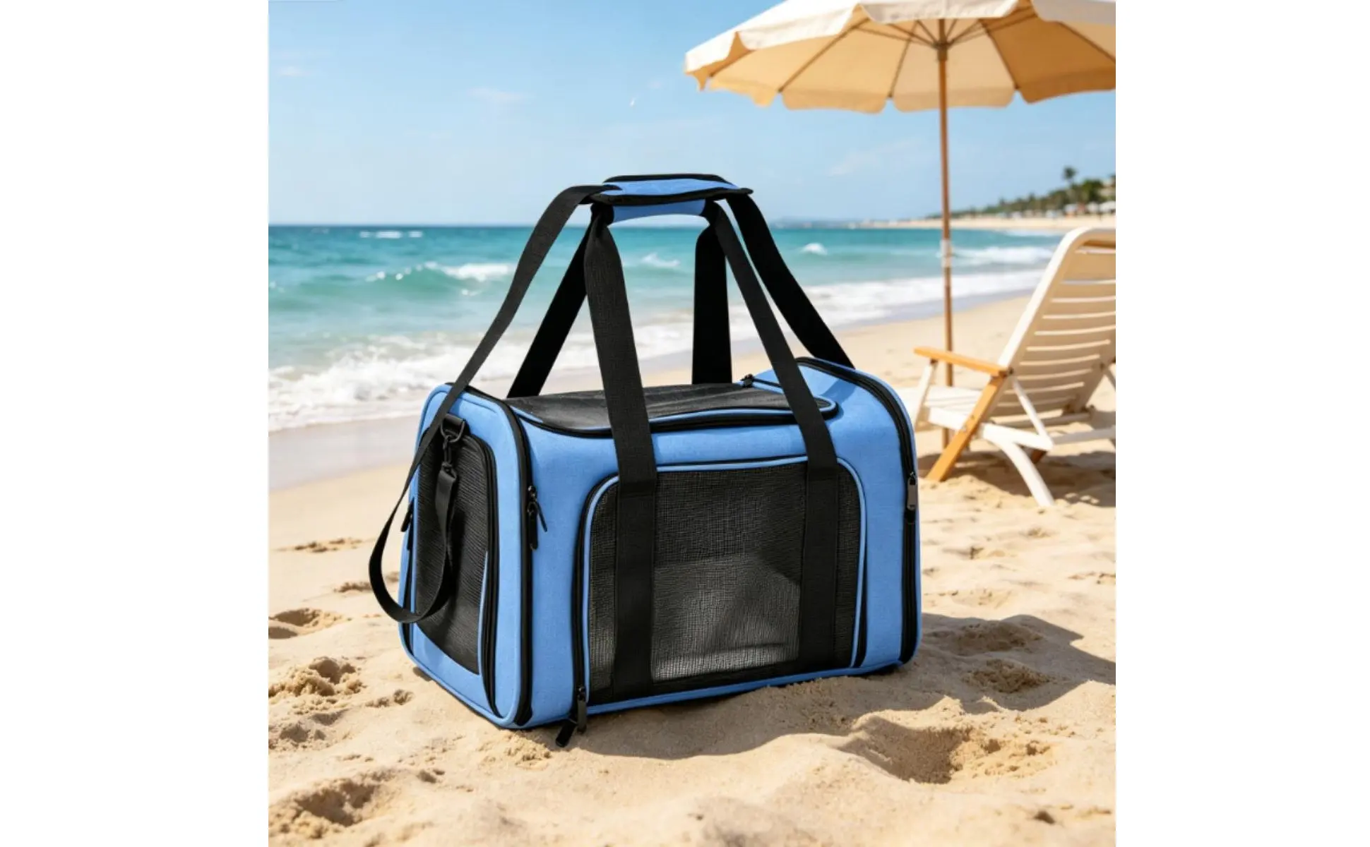 Mesh Pet Travel Carrier Foldable Design Soft Sided Pet Carrier Small Dog Travel Tote Lightweight Multiple Openings for Car Rides