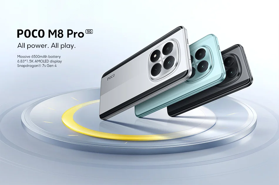 POCO M8 Pro 5G Smartphone Global Version Snapdragon 7s Gen 4 NFC 6.83" 1.5K 120Hz display 6500mAh 100W 50MP Main Camera