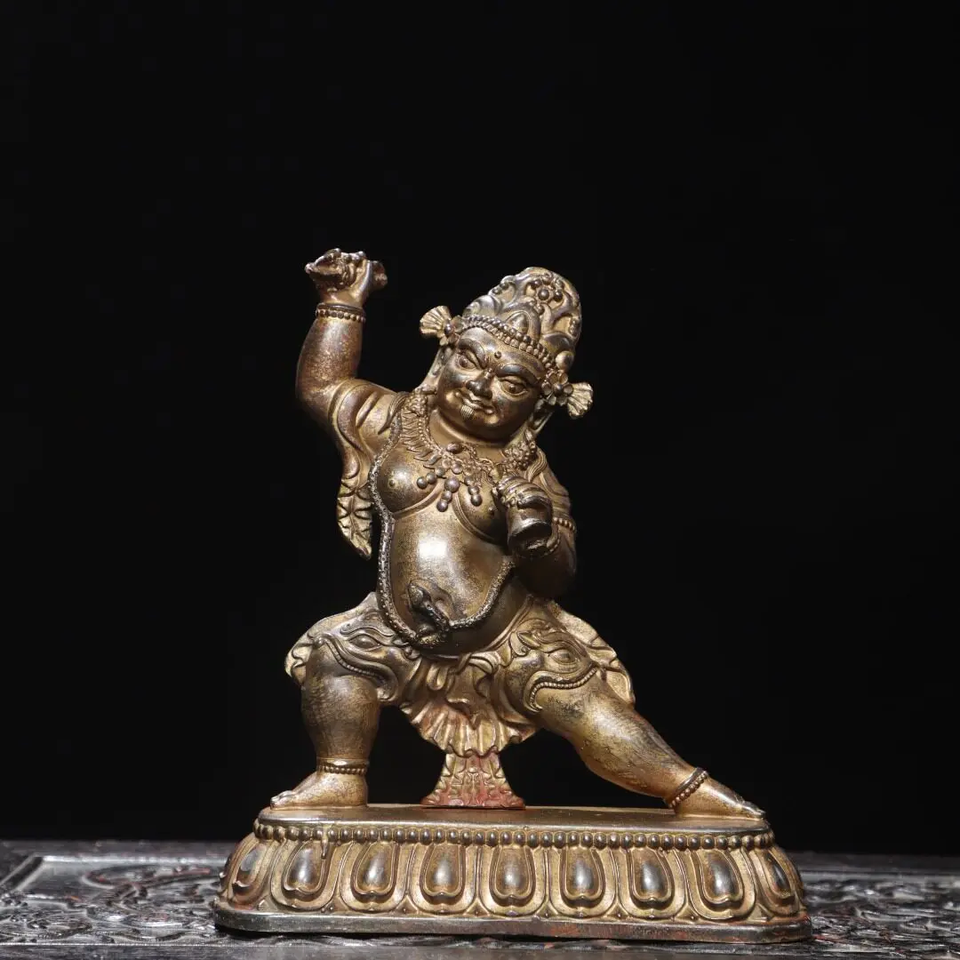 Vajrapani Bodhisattva Tibetan Vajrayana Pure Copper Clay Gold Antique Home Temple Craft Decor