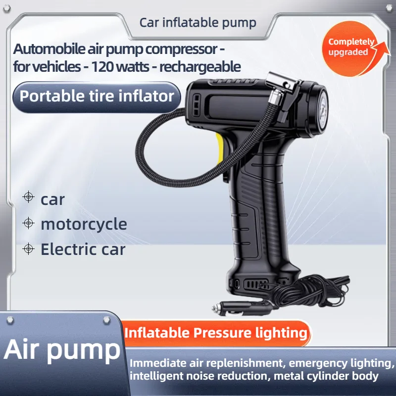 

Portable 120W automotive air pump tire inflator pointer displays portable tire repair and inflation, new upgrade to instantly