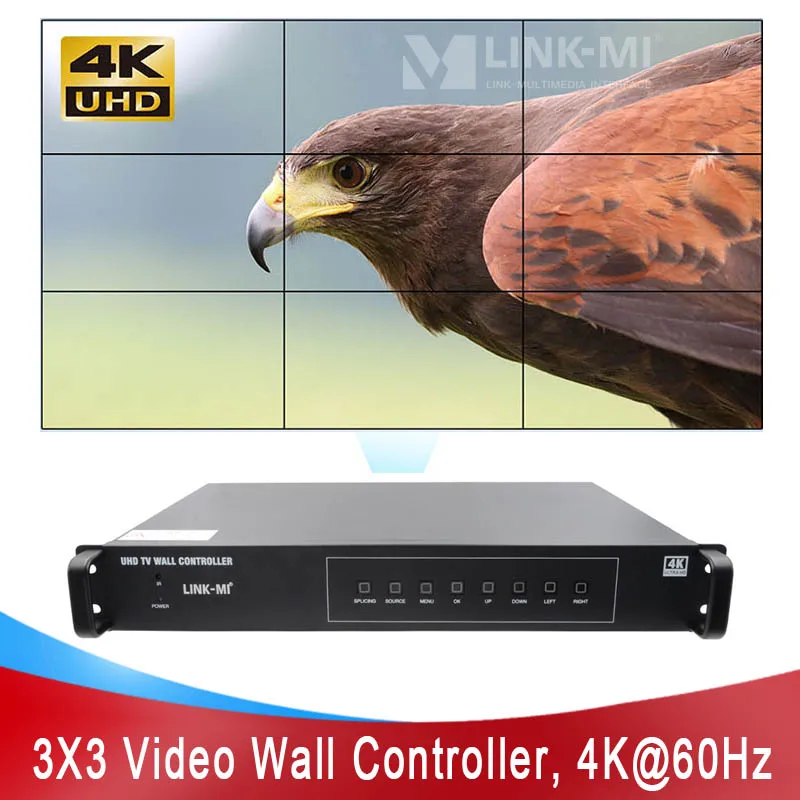 LINK-MI 4K @ 60Hz Video Wall Controller สำหรับ9ทีวีแสดง3X3 2X3 HDMI 2.0 DP PIP Flip ตัด90/180/270องศา