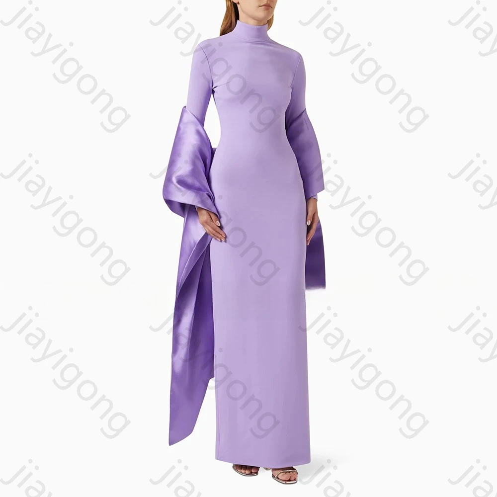 

Elegant High Collar Long Sleeves Evening Dresses Sexy Sheath/Column Guest Dress High Quality Prom Party Gowns Women Customized