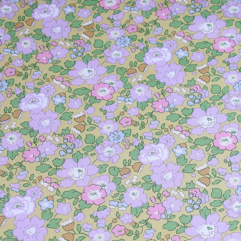 lemon yellow florals betsy ana small flowers print liberty fabric London Liberty tana lawn cotton custom fabric for DIY