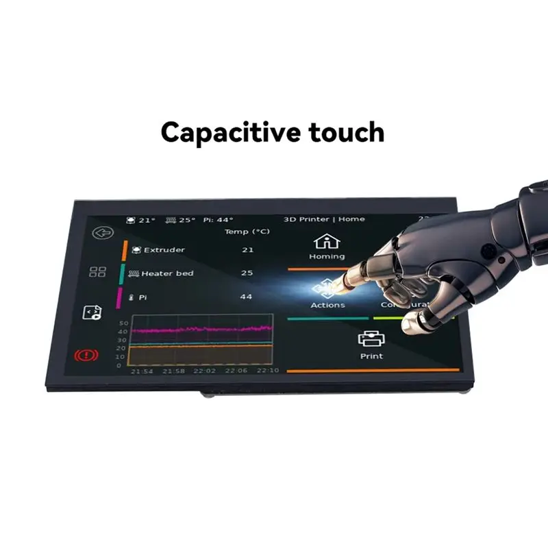-Compatible 7-Inch Display 5-Point Capacitive Touch Screen 1024X600 Resolution Supports For Raspberry Pi OS/Ubuntu Systems-A