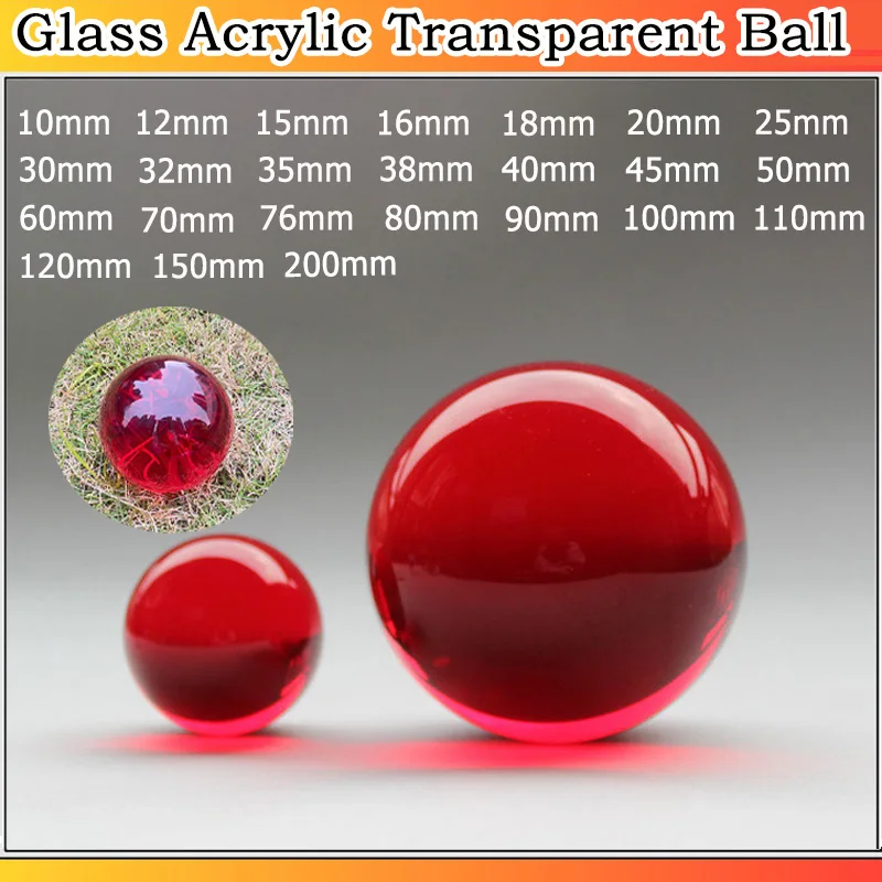 

10~200mm Glass Acrylic Transparent Red Ball Solid Clear Crystal Balls Photography Accessories 1pcs