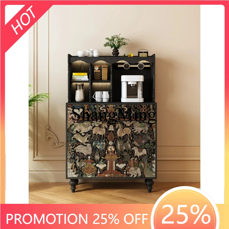 

SM new medieval style solid wood dining side cabinet living room home dining room coffee machine tea storage cabinet