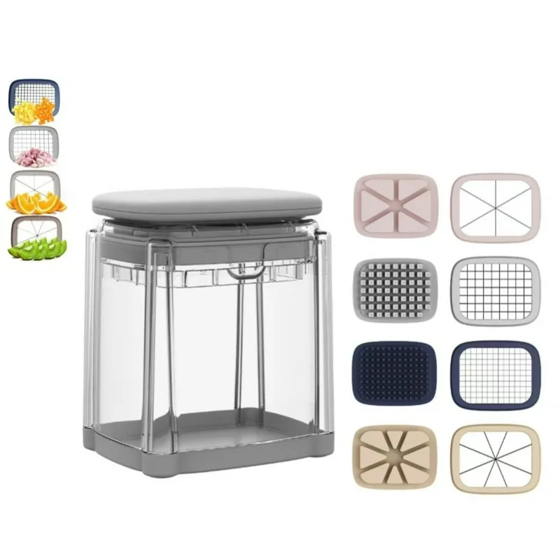 Cortador de verduras Manual, cortador para patatas fritas con 4 cuchillas, cortador de patatas para patatas fritas, cortador de cebollas, picadora de alimentos y herramientas para cortar manzana