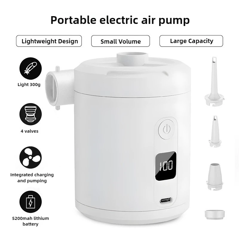 

Portable Electric Air Pump for Camping Mini Fast Inflator with Digital Display Wireless Inflator for Air Mattress Swimming Ring