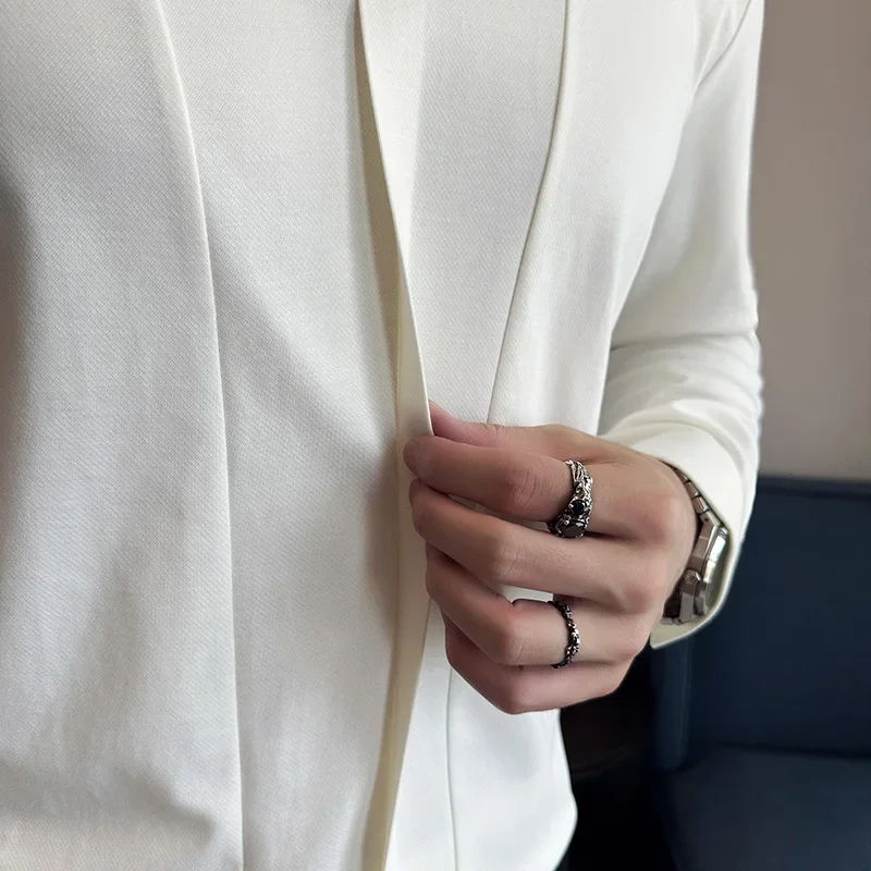 Men Long Sleeved Polo Shirt 2024 Autumn British Style Solid Casual Elastic Slim Fit T-shirt Formal Dress Polo Shirt Men Clothing