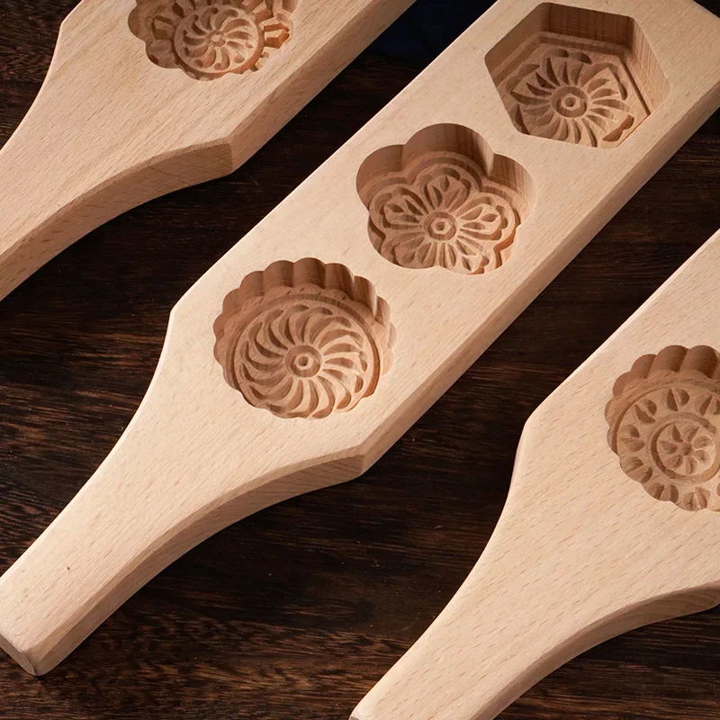 Wooden baking mold mung bean cake dessert model printing ice skin pastry moon cake baking tool make biscuit mold accessories