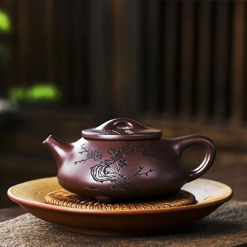 340ml Yixing Handcrafted Purple Clay Teapot Fortune Bringing Gourd Shaped Teapot Gongfu Tea Set