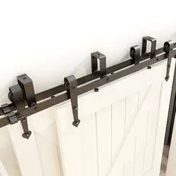 CCJH Bypass Barn Door Slides Hardware Kit, Hanging Rail System, I3 Shaped Roller Track for Double Door, Save Space