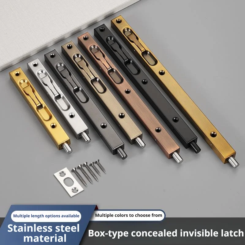 Wooden Door Floor Latch, Stainless Steel Up-Down Concealed Door Bolt, Security Door & French Door Concealed Latch Hardware