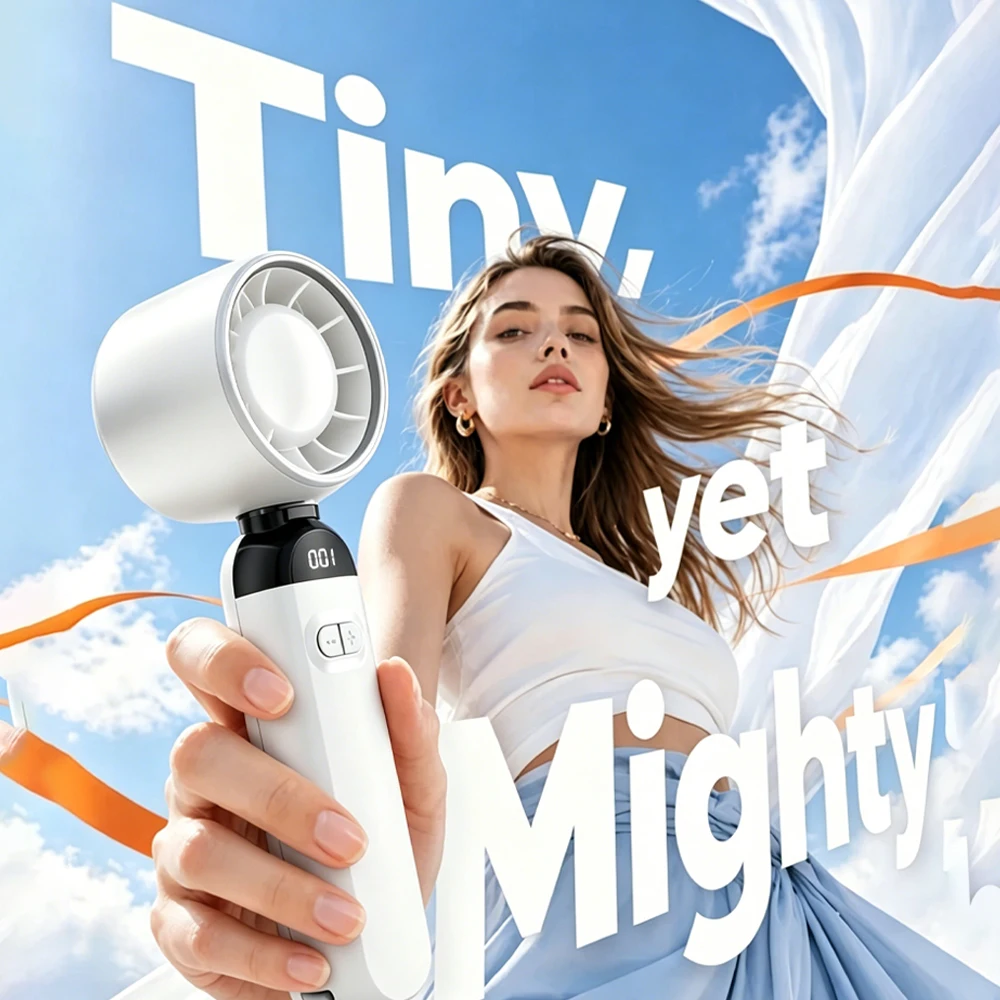 

Handheld Turbo Fan 3000mAh Rechargeable 100 Speed Portable Neck Fan 5 Levels Wind Desktop Mini Fan With LED Display For Outdoor