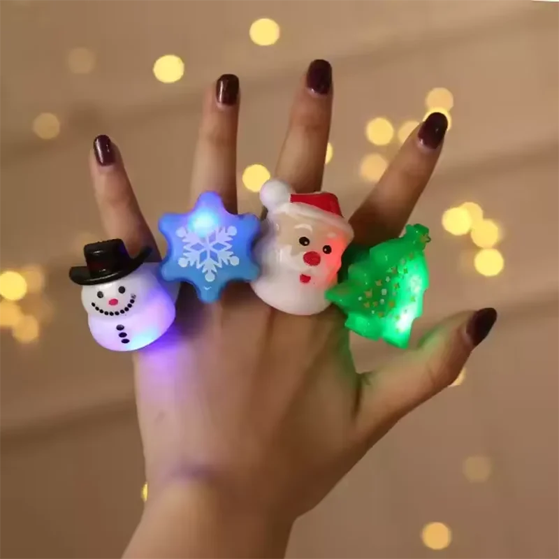 New Arrival Christmas Luminous Ring Children Toy Finger Light Glowing Toy Santa Claus Snowman Led Gift for Christmas