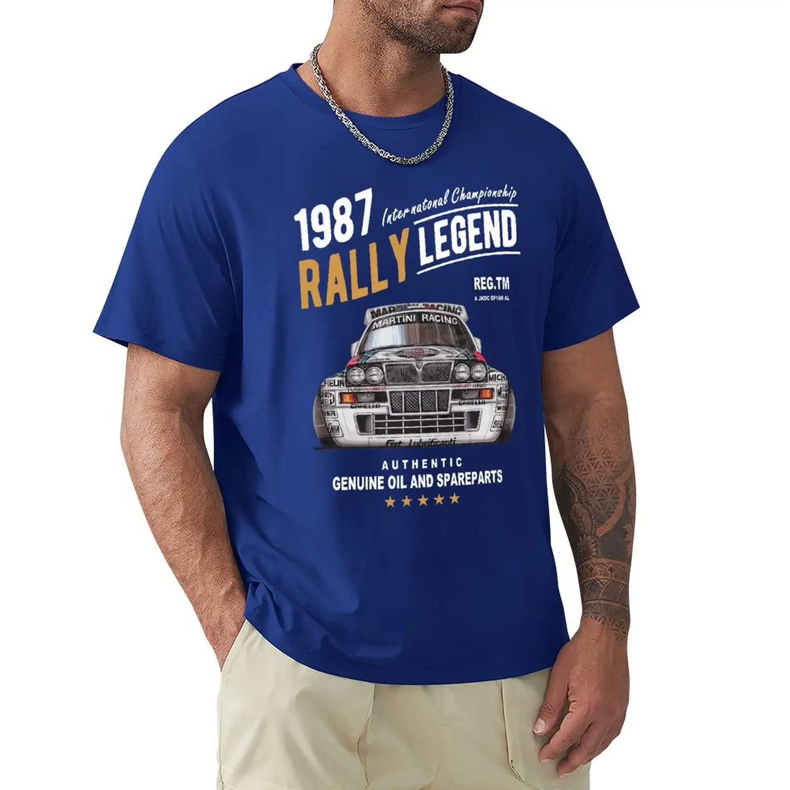 Rally Legend Motif With 1987 Lancia Delta Integrale Hf Car Men 2019 Summer Brand Cotton Hip Hop Fitness Clothing Men T Shirt