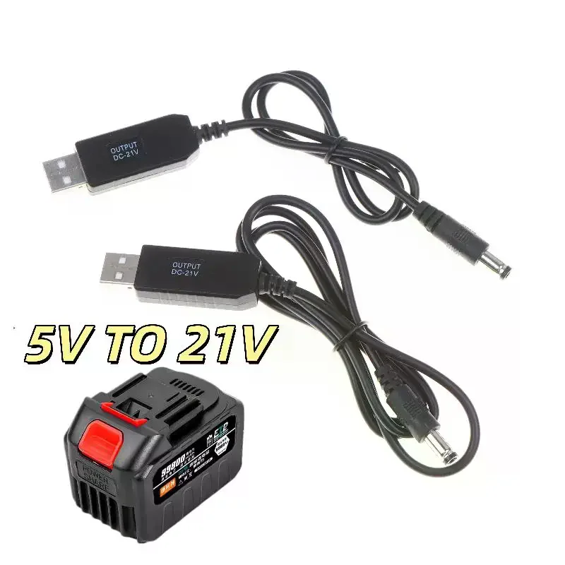 1Pcs 21V Lithium Battery Dedicated Charging Cable 5V To 21V Boost Cable DC Interface USB Adapter Cable Charger