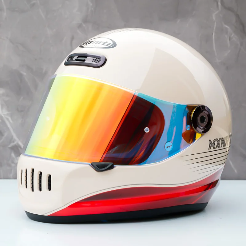 

Kachi Red Spike Retro Helmet Unisex Racing Motorcycle Adult Vintage Helmet Winter Season Full Face Helmet Casque DOT Approved
