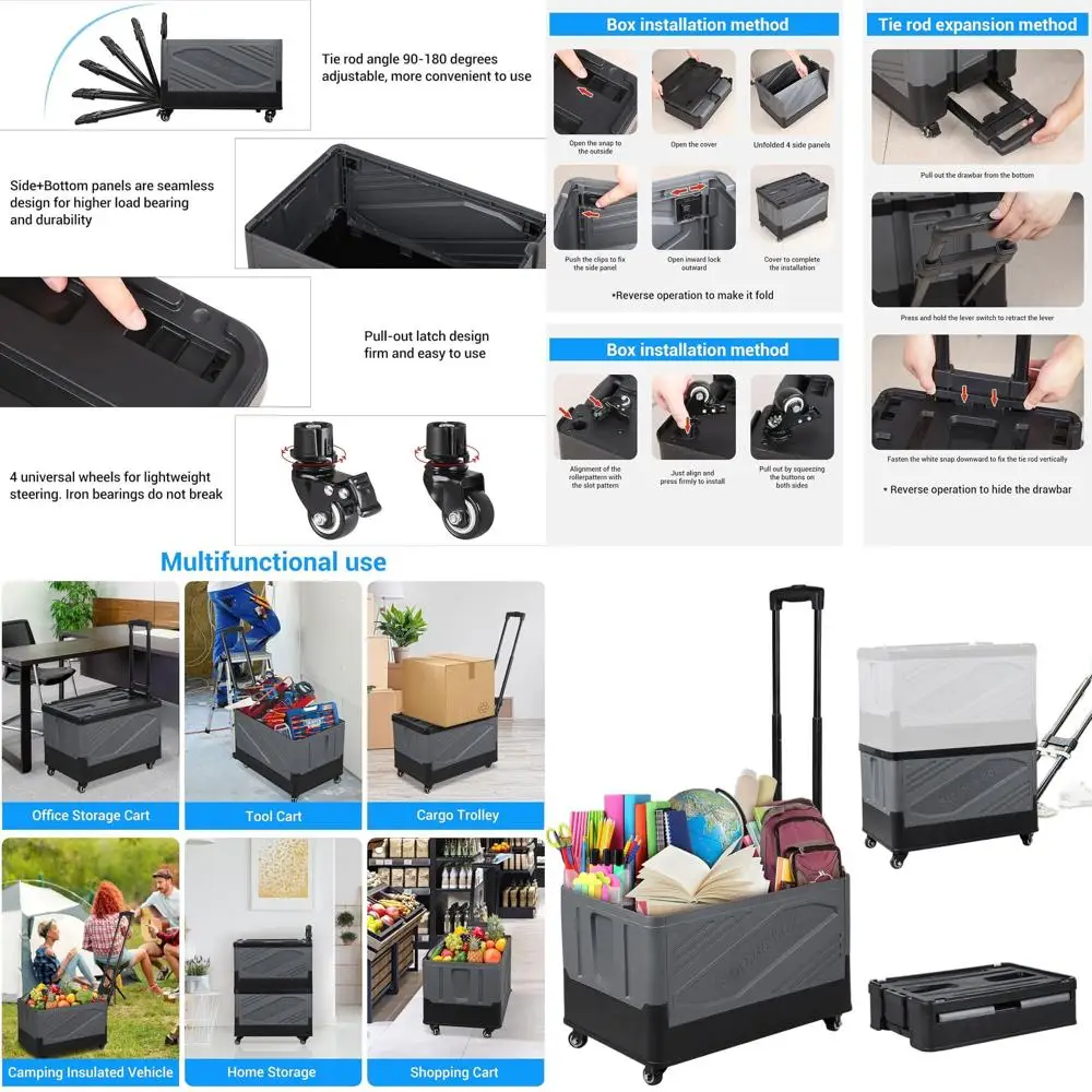 

Folding Rolling Cart with Wheels for Storage and Organization in Closets and Classrooms