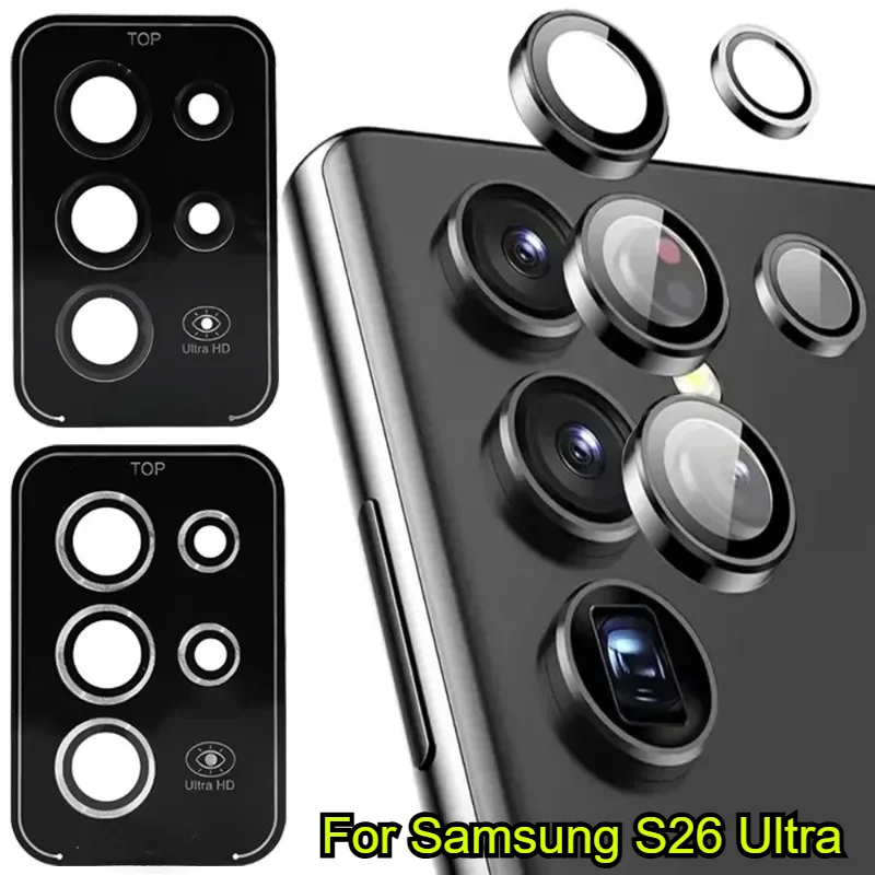 

New 9H HD Camera Lens Protector For Samsung Galaxy S26 Pro S25 Edge S24 FE Plus Ultra Tempered Glass Metal Ring Full Cover Films