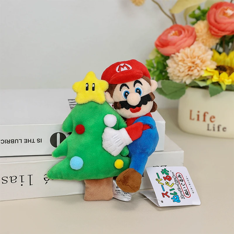 Kawaii Mario Luigi Green Yoshi Super Star Plush Toys Keychain Cute Triple Bananas Ice Fire Flowers Anime Peluche Dolls Pandents