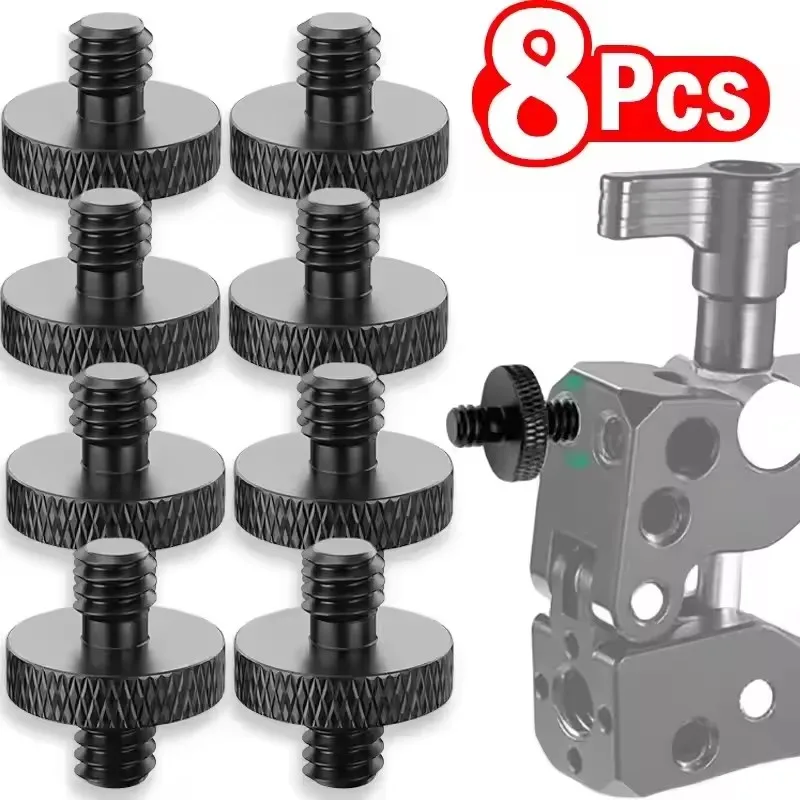 1-8Pcs 1/4 Male to 1/4 Male Threaded Tripod Screw Adapter for DSLR Mic Stand Camera Cage & Shoulder Mount Alloy 1/4'' Screws